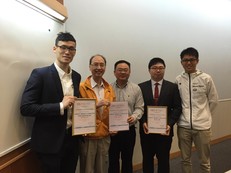 Left to right: Mr. Chau Chung Kiu, Rex, Dr. Victor Lo, Dr. H.H. Cheung, Mr. Lok Ka Chai, Mr. Lam Ka Ho
